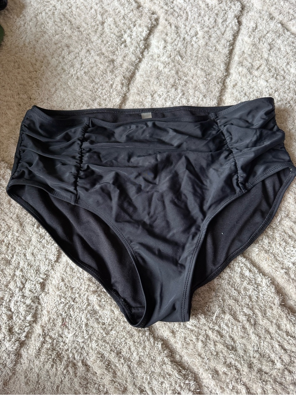 Women’s Black High-Waist Ruched Swim Brief